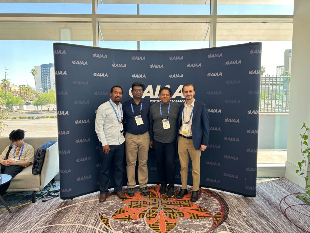 Abenezer Taye (GWU), Priyank Pradeep (NASA Ames, GWU alum.), Chetan Kulkarni (NASA Ames, VU and MACS alum.), and Austin Coursey at Aviation.